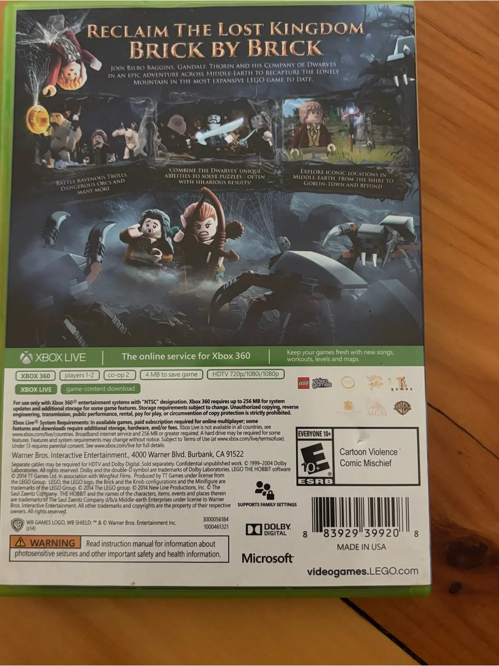 LEGO The Hobbit Xbox 360 Complete Game 🎮 LOTR Fantasy Adventure